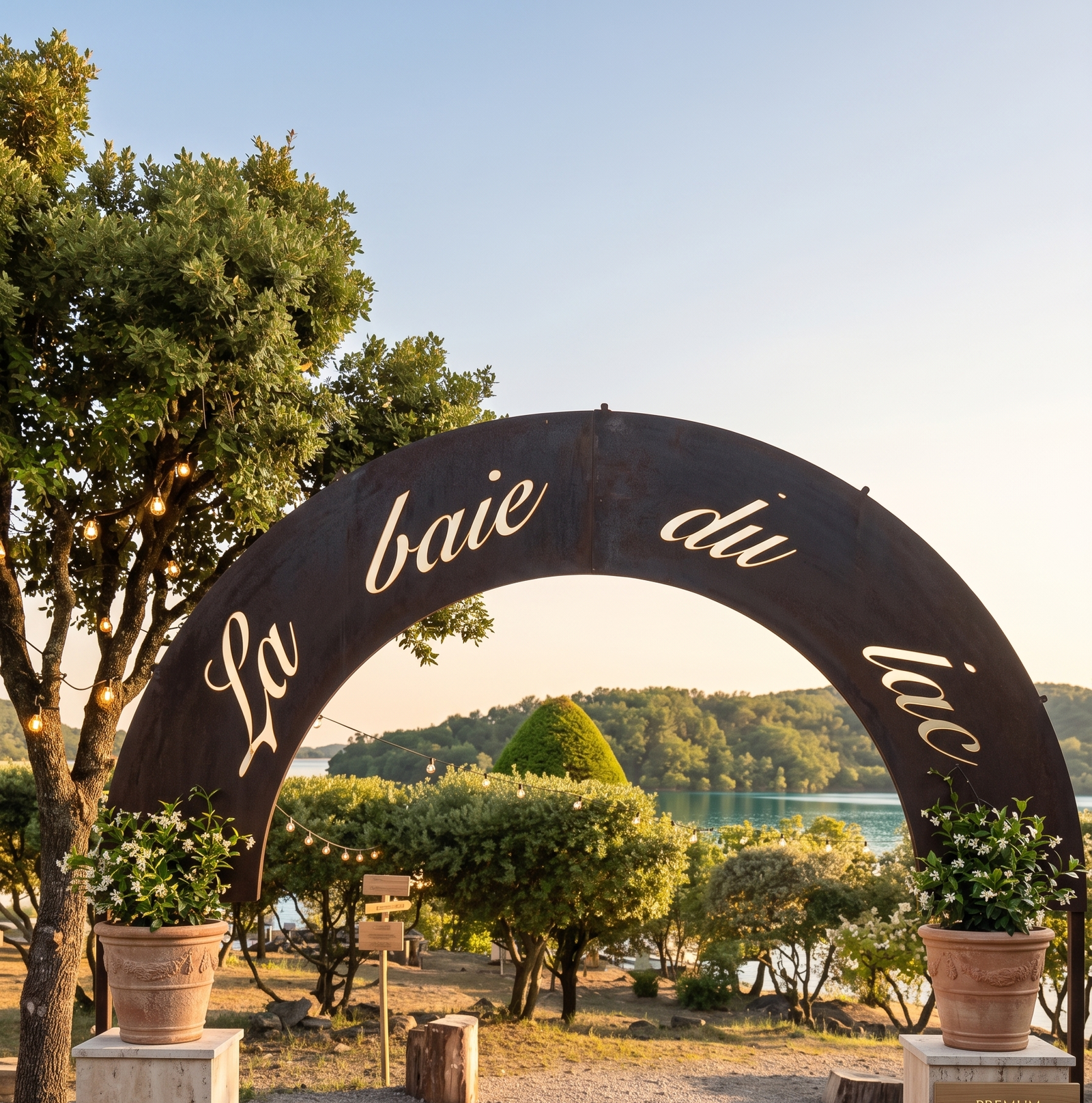 Arche en métal La Baie du Lac avec vue sur le lac