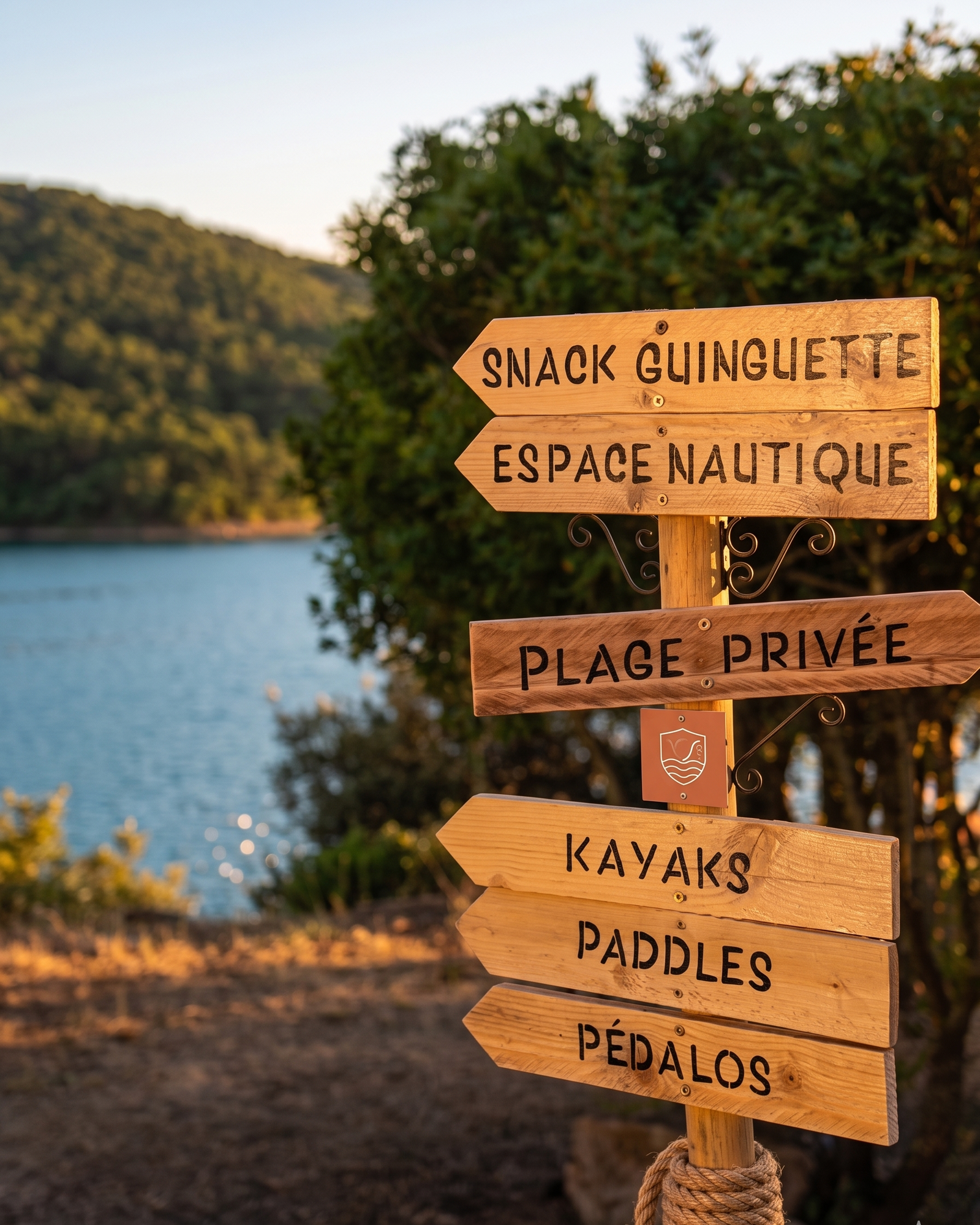 Panneaux directionnels — Snack guinguette, espace nautique, plage privée