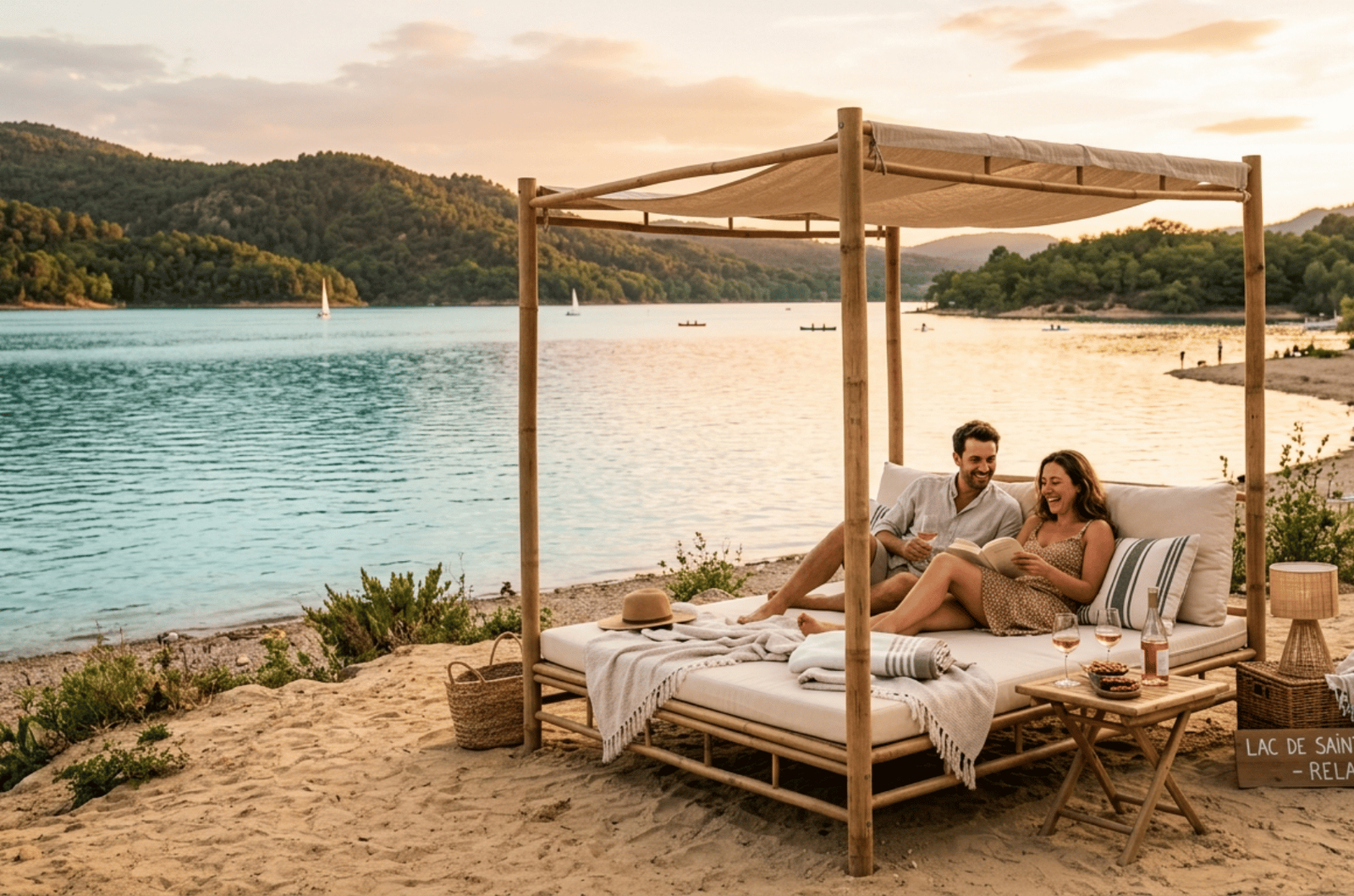 Bed-lounges au bord du lac